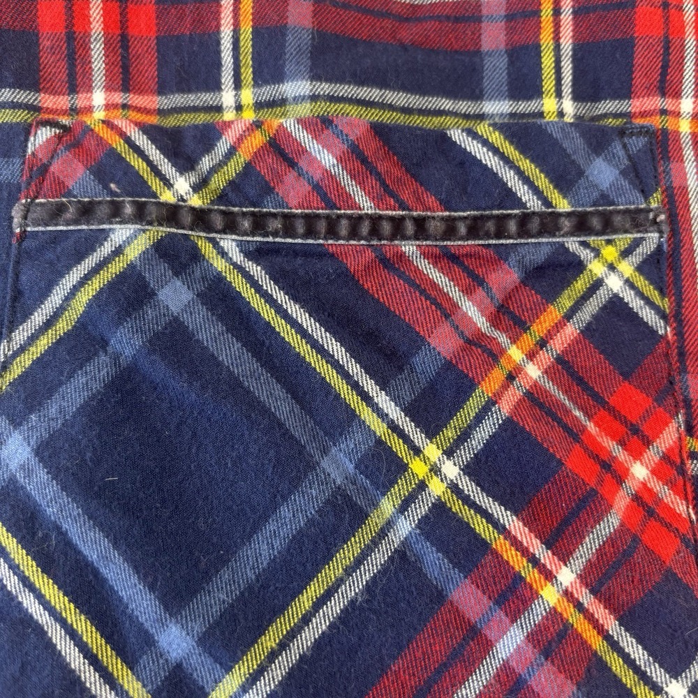 Aerie Women's Flannel Pajama Set Plaid LS Top XL Shorts XL Soft Red Blue Holiday - Picture 8 of 13